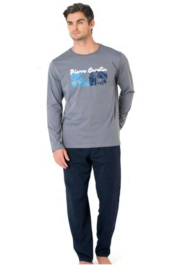 Erkek Uzun Kollu Bisiklet Yaka Pijama Takım -6096