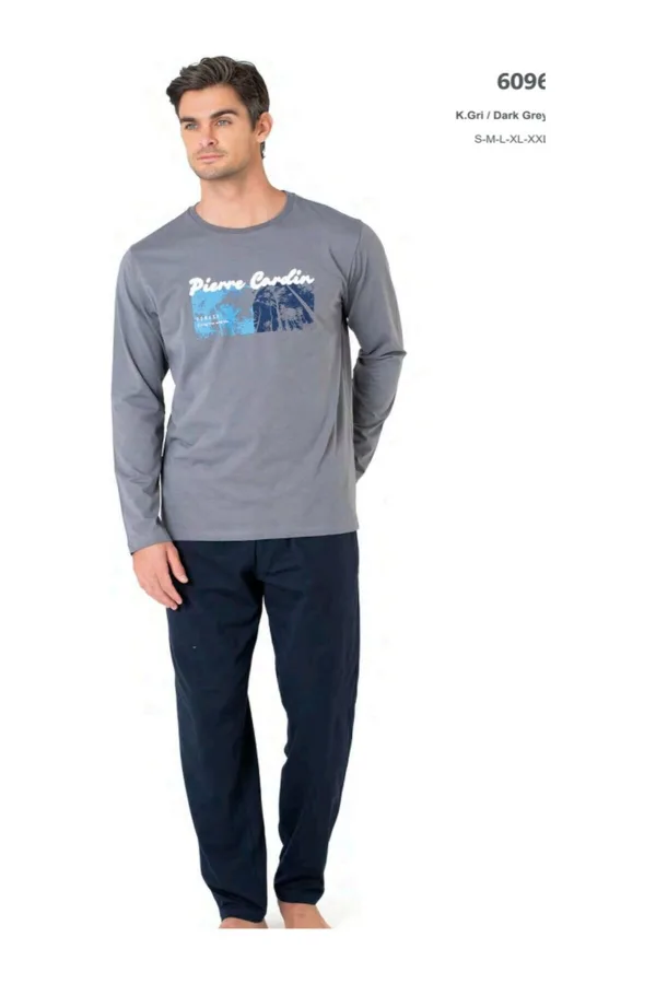 Erkek Uzun Kollu Bisiklet Yaka Pijama Takım -6096
