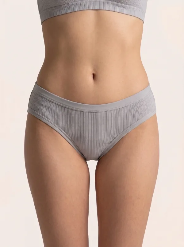 Kadın Ribana Pamuklu Bikini Külot 12’li Paket Asorti Siyah Beyaz Ten Gri Renkli İç Giyim Seti