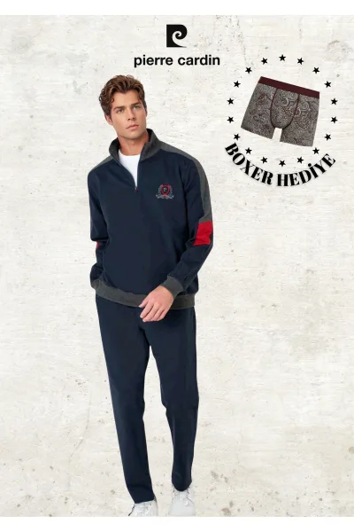Erkek Giyim Dik Yaka Logo Detaylı & Pamuklu İki İplik Eşofman Takımı L1.PC.6117.001