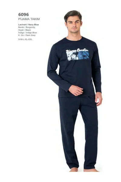 Erkek Uzun Kollu Bisiklet Yaka Pijama Takım -6096