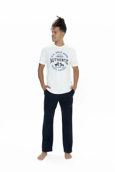 U.S. Polo Assn. 18900 Erkek Yarım Kollu Yuvarlak Yaka Boru Paça Pijama Takımı