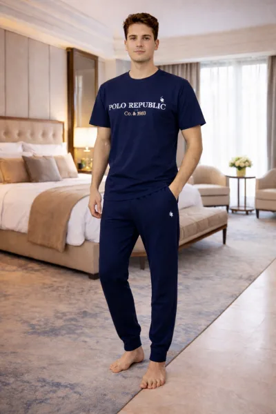 POLO REPUBLİCA %95 PAMUK BİSİKLET YAKA KISA KOLLU ERKEK PİJAMA TAKIM 3403