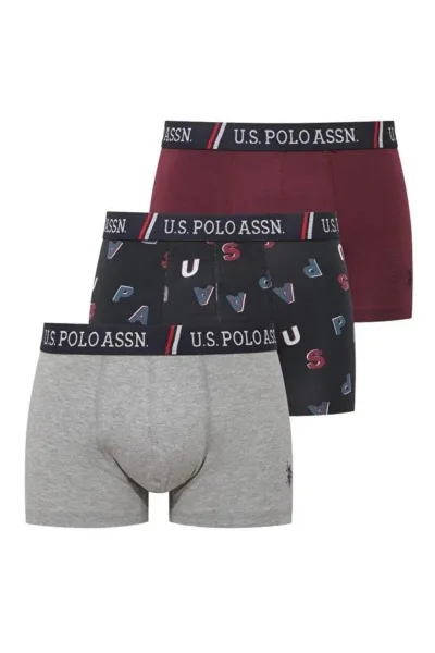 3’lü Pamuklu Likralı Erkek Boxer, Gri melanj Mürdüm ve Baskılı, %95 pamuk %5 likra