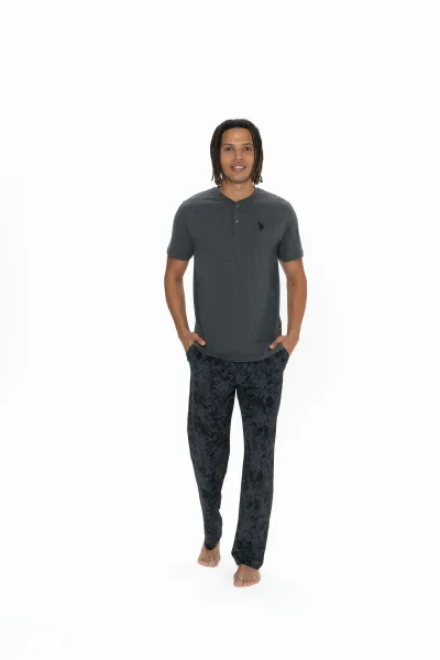 U.S. Polo Assn. Erkek Antrasit Melanj 3 Lü Pijama Takım