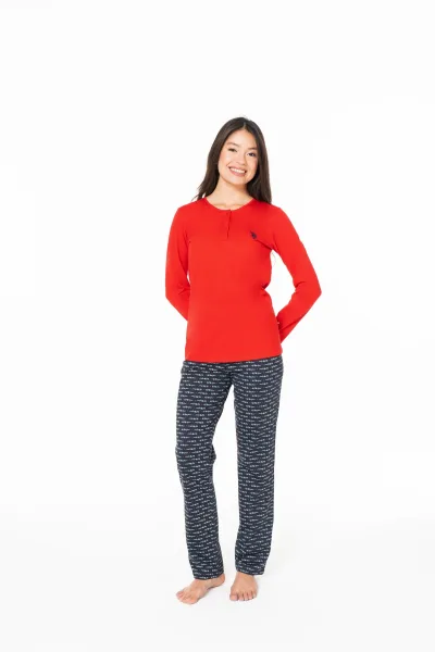 U.S. Polo Assn. Kadın Kırmızı Battal Pijama Takım