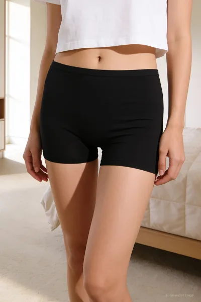 Kadın Bambu Rahat Boxer Külot Siyah