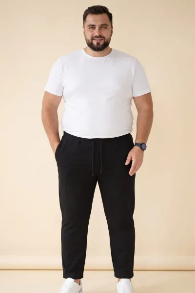 Erkek Günlük Spor Pantolon Esnek Belli Cepli Tasarım Jogger Battal Boy