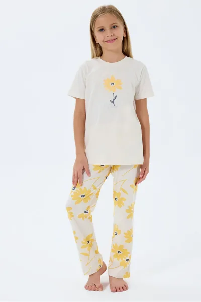 Kız Çocuk Krem Pijama Takım